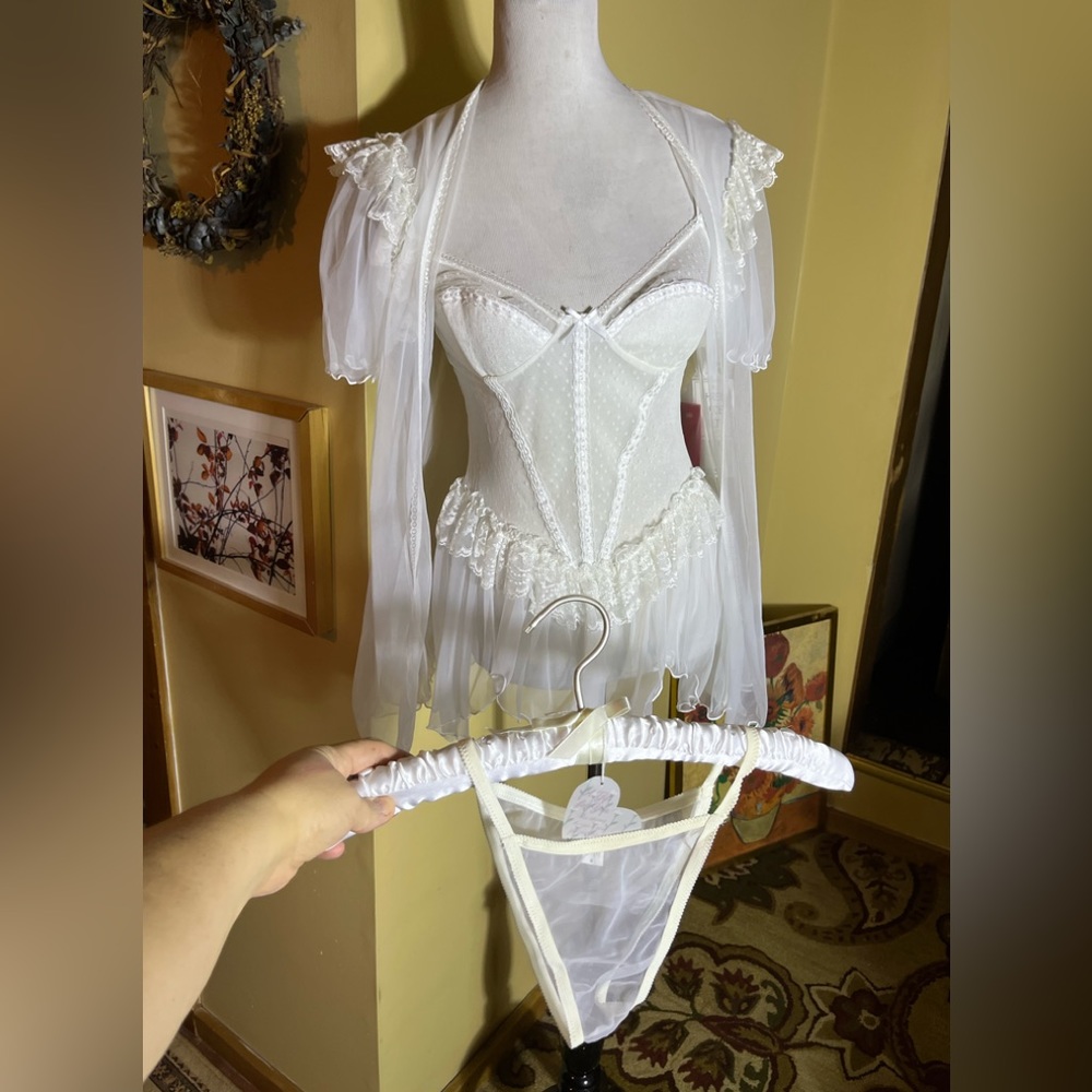 Vintage 80s CINEMA ETOILE size Medium Seductive Wear BabyDoll Bridal Sexy NEW - Picture 6 of 16